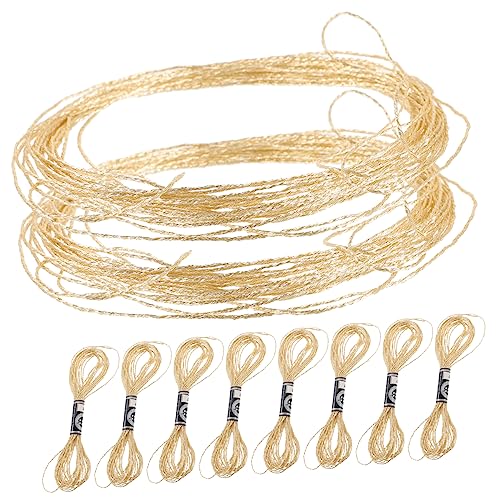 Tofficu 12 Stück Metallic Stickgarn Glänzendes Nähgarn für DIY Handarbeiten und Maschinen Stränge Gold für Kreative Projekte und Handarbeiten von Tofficu