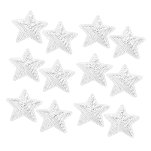 Tofficu 12 Stück Pailletten-stern-patches Für Kleidung, Fünfzackiger Stern, Stickerei, Zum Aufbügeln, Pailletten-applikationen Für Schuhe Und Hüte, Modische Dekoration, Silber Tofficu 12 Stück Pailletten-stern-patches Für Kleidung, Fünfzackiger Stern, Stickerei, Zum Aufbügeln, Pailletten-applikationen Für Schuhe Und Hüte, Modische Dekoration, Silber von Tofficu