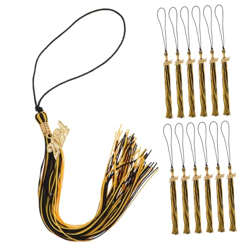 Tofficu 12 Stück Teiliges Abschlusskappen Quasten mit Jahresanhänger Robuste Tassels für Doktorhut und Bachelor Abi Master Abschlussfeier Dekoration Passend für Graduation Caps von Tofficu