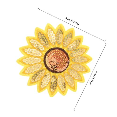 Tofficu 12 Stück Teiliges Bestickte Sonnenblumen Patches mit Funkelnden Perlen zum Aufbügeln und Aufnähen Charmante Stoffflicken für Kleidung Taschen DIY Dekoration und Reparatur von Tofficu