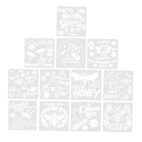 Tofficu 12 Stück Teiliges DIY Honig motiv Schablonen Robustem Pet Kunststoff Wiederverwendbar Hollow Painting Stencils für Bastelprojekte und Wandmalerei Sichere Waschbare Malvorlagen von Tofficu