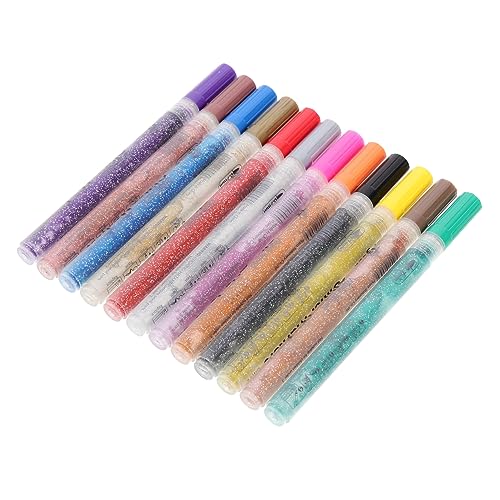 Tofficu 12 Stück Teiliges Glitzer Marker Set Langlebige Materialien Glatte Stifte für Zeichnen und Basteln Leuchtende Farben Vielseitig Einsetzbar für Schüler und DIY Projekte von Tofficu