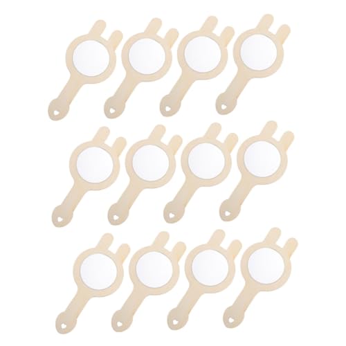 Tofficu 12 Stück Teiliges Mini Holz handspiegel Basteln für DIY Kosmetikspiegel Leichte Spiegel zum Bemalen und Verzieren als Bastelidee für Hand Auge koordination von Tofficu