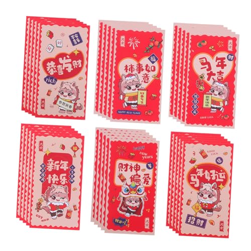 Tofficu 12 Stück Teiliges Rote Chinesische Umschläge Pferdemotiv Dickes Papier Geldgeschenk-Taschen für Frühlingsfest Hochzeit Geburtstag Traditionelle Hongbao für Familie und Geschäft von Tofficu
