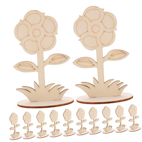 Tofficu 12 Stück Teiliges Ungefertigte Holzblumen zum Bemalen Leichte DIY Holzornamente mit Glatter Oberfläche für Frühling Hochzeit Basteln und Kreative Kinderhandwerke von Tofficu