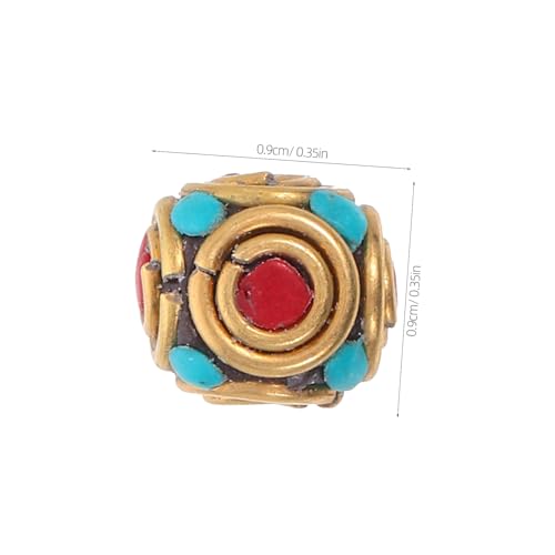 Tofficu 12 Stück Tibetische Messing Spacer Perlen Große Loch Buddhistische Schmuckzubehör für DIY Armband Halskette Schlüsselanhänger Ethno Basteln von Tofficu