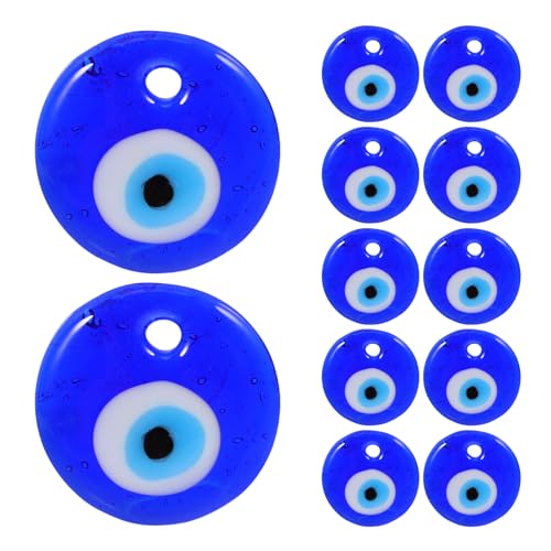 Tofficu 12 Stück Türkisch Evil Eye Beads - Flache runde Evil Eye Perlen - Handgefertigt Böses Auge Lampwork-Perlen DIY Glasperlen Anhänger Crafting Evil Eye Charms für DIY Halskette Schmuck Machen Tofficu 12 Stück Türkisch Evil Eye Beads - Flache runde Evil Eye Perlen - Handgefertigt Böses Auge Lampwork-Perlen DIY Glasperlen Anhänger Crafting Evil Eye Charms für DIY Halskette Schmuck Machen von Tofficu