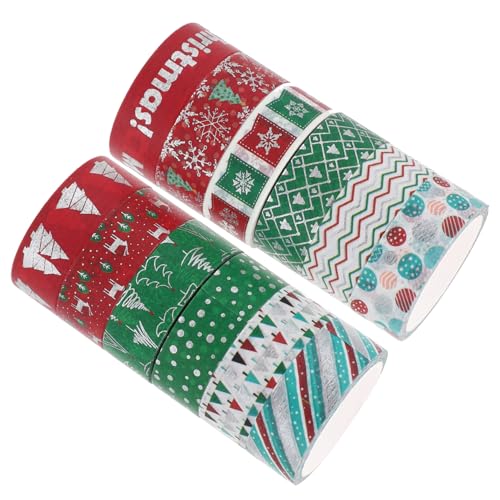 Tofficu 12 Stück Weihnachtliches Washi-Tape Weihnachten tagebuch machen band Tagebuchband weihnachtsdeko scrapbooking zubehör Papier Klebeband weihnachtliche Washi-Tapes Japanisches Papier von Tofficu