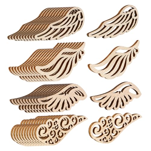 Tofficu 120 Stück Teiliges Engelsflügel Holzscheiben Unbehandelte Holzflügel Ausschnitte Zum Bemalen Und Basteln Für DIY Dekorationen Hochzeit Weihnachten Party von Tofficu