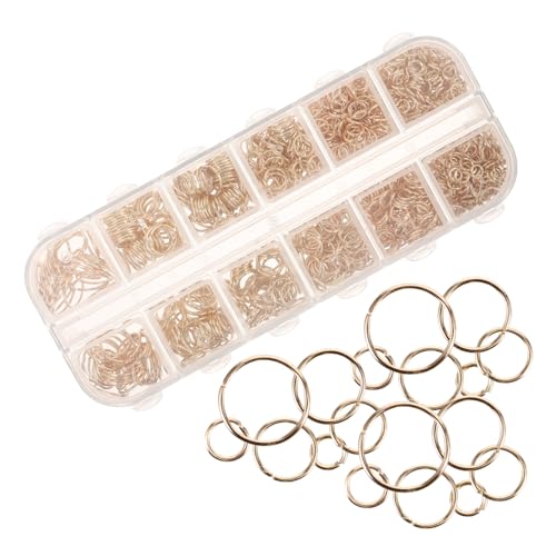 Tofficu 1200 Stück Spaltring Ringe Schlüssel bastelzeug offener ring key chain Schmuckzubehör schlusselketten Rundsteckverbinder Biegering für DIY runde Ringverbinder Eisen Golden von Tofficu