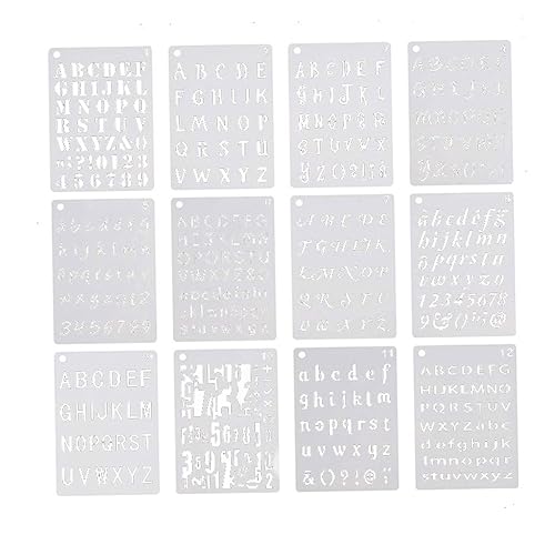 Tofficu 12Blätter DIY Alphabet und Schablonen Wiederverwendbare Malvorlagen für Kunsthandwerk Scrapbooking und Projekte Glatte Oberfläche Leicht zu Reinigen von Tofficu