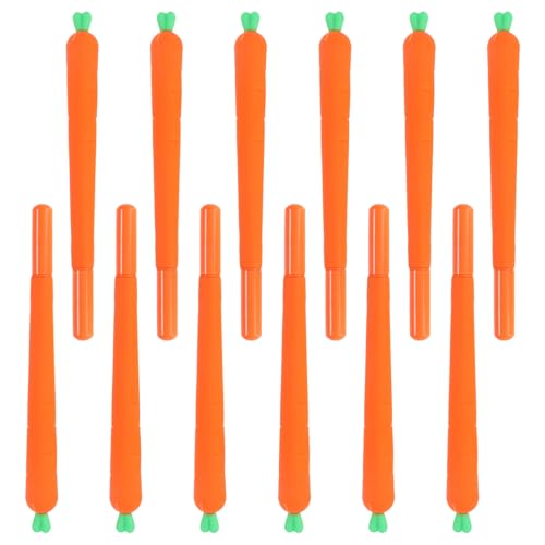 Tofficu 12Er-Packung Karotten Gel Tintenroller Nadelspitze Silikon Kugelschreiber für Schüler Bürobedarf Niedlich Ergonomisch Abnehmbar Nachfüllbar von Tofficu