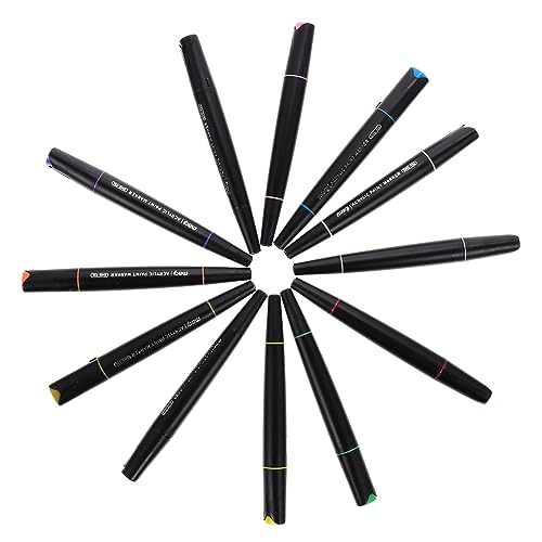 Tofficu 12Stücke Teiliges Dual Tip Acrylmarker Filzstifte für DIY Projekte Wasserfeste Malstifte für Schreiben Zeichnen und Bastelarbeiten von Tofficu