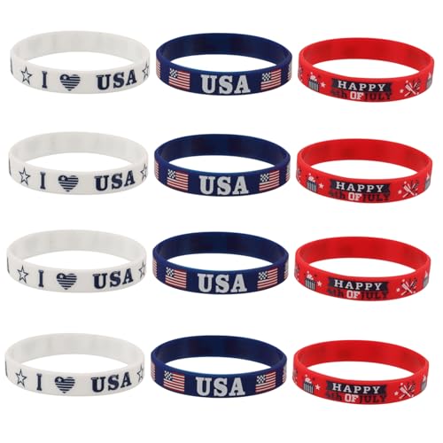 Tofficu 12stücke Teiliges Silikonarmband Für Unabhängigkeitstag Flexibles Tragbares Armband Mit Roter Schrift Für Patriotische Feiern Und Partys Für Erwachsene Tofficu 12stücke Teiliges Silikonarmband Für Unabhängigkeitstag Flexibles Tragbares Armband Mit Roter Schrift Für Patriotische Feiern Und Partys Für Erwachsene von Tofficu