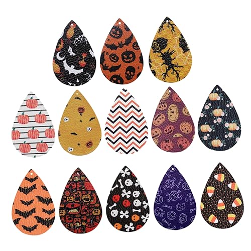 Tofficu 13 Stück Stück Diy Ohrringstück Halloween Ohren Träne Tropfenförmige Ohrringe Frauen Baumeln Doppelseitige Ohrringe Für Frauen Ohrclips Für Damen Gruselig Ohrring Diy Zubehör Leder von Tofficu