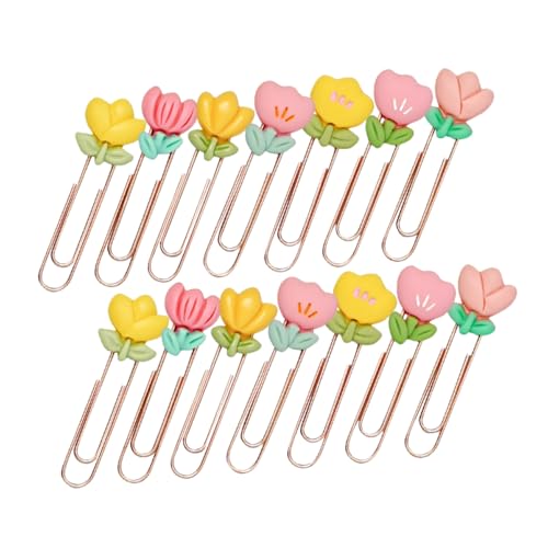 Tofficu 14 Stück Teiliges Süße Blumen Büroklammern aus Metall Dekorative Lesezeichen für Mädchen für Bürobedarf Kreative Papierclips für Schule und Diy Projekte von Tofficu