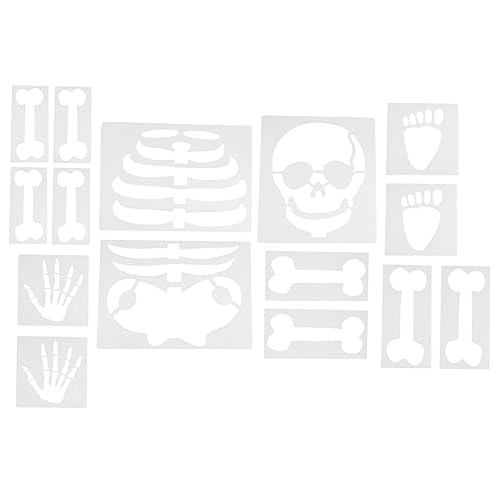 Tofficu 15 Blatt Halloween Skelett Schablonen Set Teiliges Wandkunst Malerei Vorlagen Set Hochwertigem Pet für Kreative Dekorationen und Festliche von Tofficu