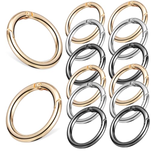 Tofficu 15 Stück Teiliges Metall O Ring Snap Clip Haken Runde Karabiner Verschlüsse in Gold Silber und Gunmetal Rostfrei Vielseitig für Schlüsselanhänger Taschen Geldbörsen und DIY Tofficu 15 Stück Teiliges Metall O Ring Snap Clip Haken Runde Karabiner Verschlüsse in Gold Silber und Gunmetal Rostfrei Vielseitig für Schlüsselanhänger Taschen Geldbörsen und DIY von Tofficu