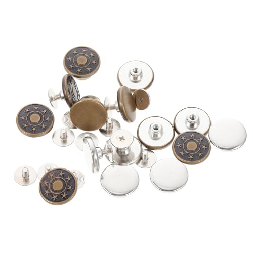 Tofficu 15 Stück Teiliges Metallknöpfe Jeansknöpfe Abnehmbar Jeansknöpfe für Hosen Jacken Robuste Stoffe Taillenknöpfe Ersatzknöpfe Silber und Antikbronze von Tofficu