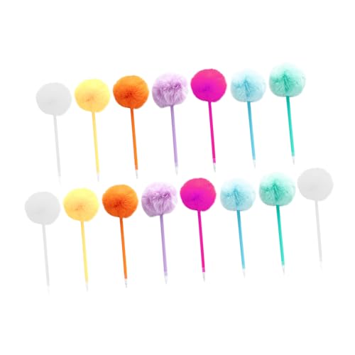 Tofficu 15 Stück Teiliges Pom Pom Kugelschreiber Herzförmigen Bunten Flauschkugeln Niedliche Cartoon Gelstifte für Mädchen Bunte Party Weihnachtsgeschenke Schreibwaren für Schule und Büro von Tofficu