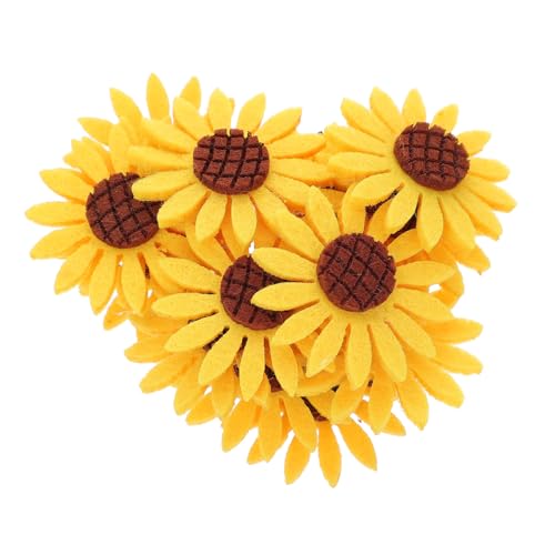 Tofficu 15 Stück Teiliges Sonnenblumen Stoff Aufnäher Kleine Applikationen Bunte DIY Kleidung Patches Bestickte Dekoration für Haarschmuck und Bekleidung Langlebig Waschbeständig von Tofficu