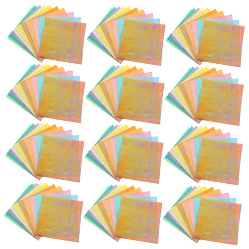 Tofficu 150 Stück Origami Papier Iridescent Glitzer Faltpapier für Diy Bastelprojekte Bunte Dekorationsblätter Farben für Erwachsene von Tofficu