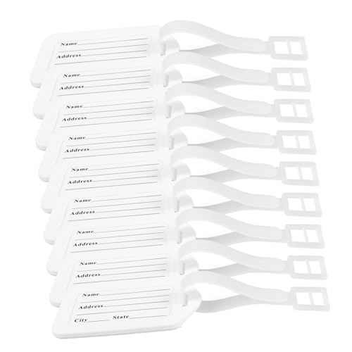 Tofficu 16 Stück Kofferanhänger für Gepäck klein beschriftet reisen Etiketten Stichworte kofferbeschriftungen koffermarkierungen kompakte Schlüsselanhänger Schlüsselring -Tags Plastik Weiß von Tofficu