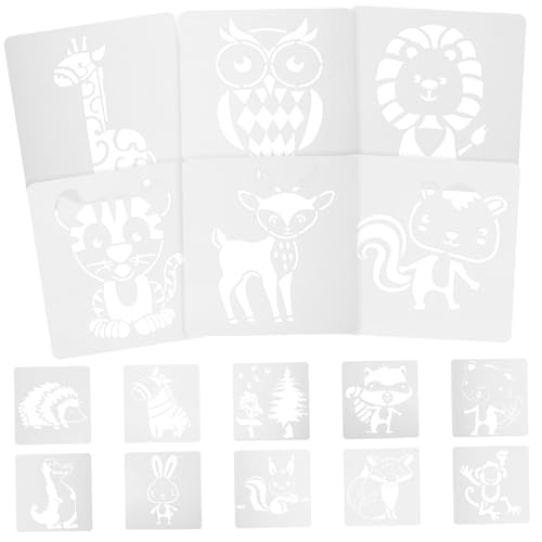 Tofficu 16 Stück Teiliges Malschablonen aus Geruchslosem Pet Wiederverwendbare Tier Malvorlagen für Basteln Scrapbooking Stoff und Wandgestaltung für Marker Buntstifte und Farben von Tofficu