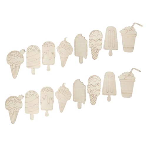 Tofficu 16 Stück Teiliges Unbemalter Holz Eiscreme Schablonen für Diy Holz Bastelprojekte Einfache Malerei und Kreative Sommerdekorationen Tofficu 16 Stück Teiliges Unbemalter Holz Eiscreme Schablonen für Diy Holz Bastelprojekte Einfache Malerei und Kreative Sommerdekorationen von Tofficu