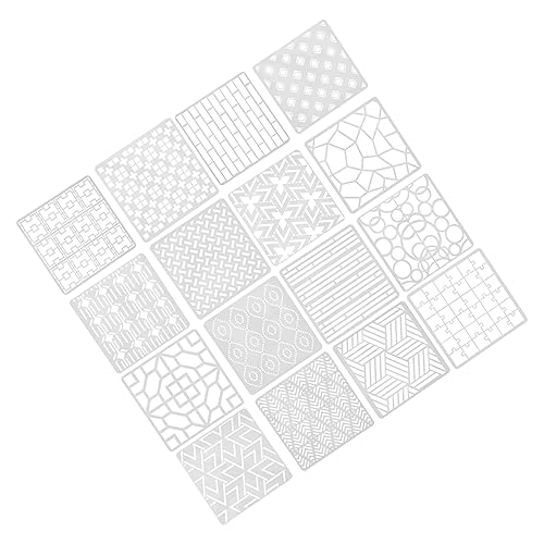 Tofficu 16Stücke Geometrische Malvorlagen Schablonen Wiederverwendbare Kunststoff Zeichenschablonen Für DIY Und Basteln Geometrische Schablonen von Tofficu