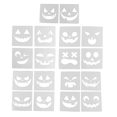 Tofficu 18 Stück Halloween-Kürbis-Emoticon-Vorlage Zeichnung Halloween-Schablonenvorlage Bausatz Gesicht Ö halloween basteln halloween schablonen Malvorlage DIY-Werkzeuge das Haustier Weiß von Tofficu