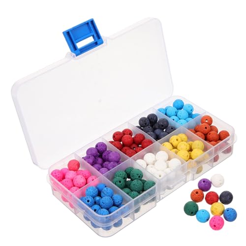 Tofficu 180Stücke Runde Lava Perlen Farben Natürliche Steinperlen für Schmuckherstellung DIY Bastelbedarf Spacer Perlen für Armbänder und Halsketten Tofficu 180Stücke Runde Lava Perlen Farben Natürliche Steinperlen für Schmuckherstellung DIY Bastelbedarf Spacer Perlen für Armbänder und Halsketten von Tofficu