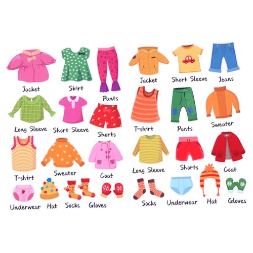 Tofficu 1Blatt Kleidungsetiketten Schubladenetiketten für Kleiderschrank Organisation Ablösbare Aufkleber für Einfache Kleidungs Klassifizierung für Kinderzimmer von Tofficu