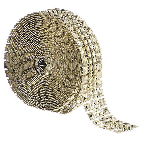 Tofficu 1Rolle Strassband Yards Glänzendes Mesh Dekoband für DIY Kunsthandwerk Hochzeit Dekoration Partybedarf Kürzbar und Vielseitig Goldfarben Tofficu 1Rolle Strassband Yards Glänzendes Mesh Dekoband für DIY Kunsthandwerk Hochzeit Dekoration Partybedarf Kürzbar und Vielseitig Goldfarben von Tofficu