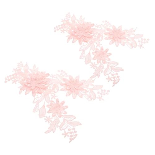 Tofficu 2 Paar Stickflicken, Spitzenapplikationen Zum Nähen, Blumenspitze, Bestickte Applikation, Dekoratives Spitzenband, Blumenspitzenbesatz von Tofficu