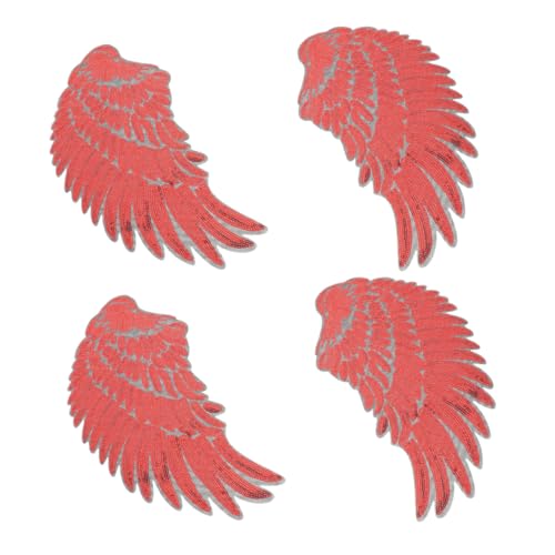Tofficu 2 Paare Selbstklebende Glitzernde Flügel Patches Stickerei Applikationen für Kleidung Taschen Diy Party Outfits Rote Patches für Jacken und Rucksäcke von Tofficu