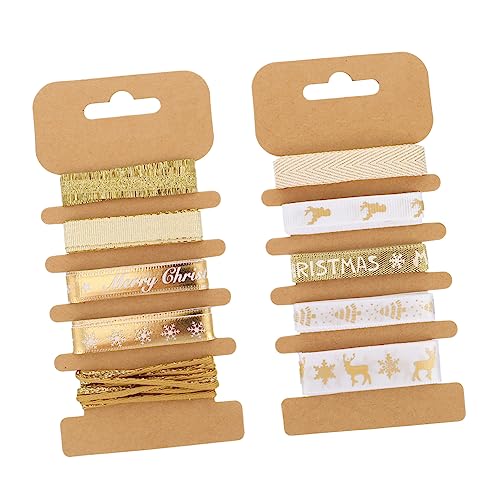 Tofficu 2 Packungen Bedruckte Bänder Dünn Sortiert Zum Einpacken Kariertes Weihnachtsband Weihnachtsdekorationsband Bögen Dekorationen Satinband Bänder Zum Verpacken Gold Stoff Polyester von Tofficu