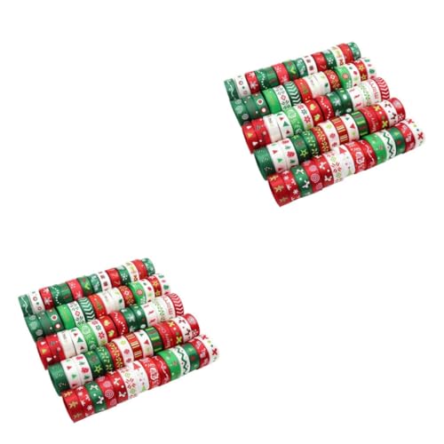 Tofficu 2 Packungen Polyesterband Weihnachtsband bunt Stoffband Dekorband dekoratives Band Zierband Weihnachtsfarbband Geschenkverpackungsband von Tofficu