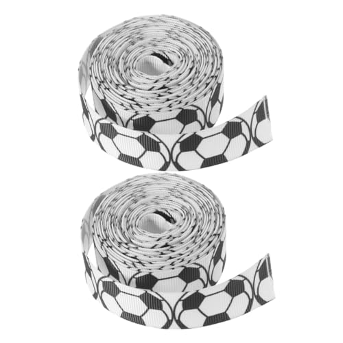Tofficu 2 Rollen Fußball Dekorationsband Breit Lang Strapazierfähiges Transfer Rippenband für Kreative Geschenkverpackung Kuchenbox Partydekoration und DIY Basteln von Tofficu