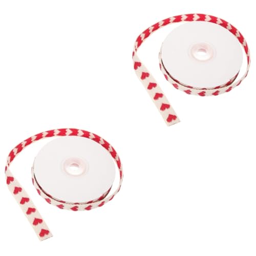 Tofficu 2 Rollen Herzförmiges Geschenkband Lovely Package Ribbon Strapazierfähigem Material für Diy Dekorationen und Kreative Bastelprojekte Rot mit Herzmotiv von Tofficu