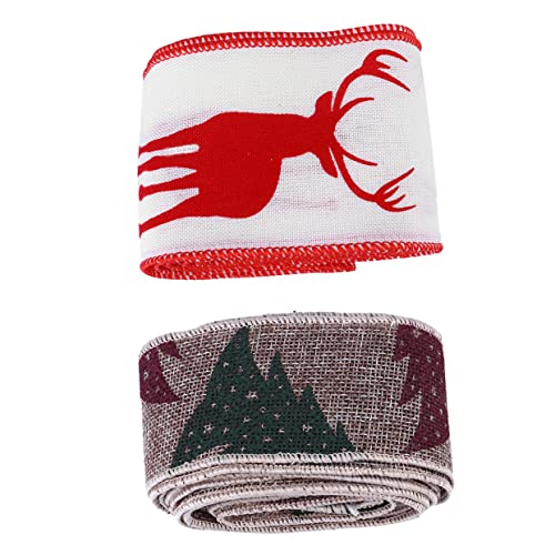 Tofficu 2 Rollen Sackleinenband geschenkband weihnachtsband hochzeitsringe weihnachtssteen Bänder zum Verpacken Weihnachtschiffonband Weihnachtsbedarf weihnachtsverpackungsbänder Leinen- von Tofficu