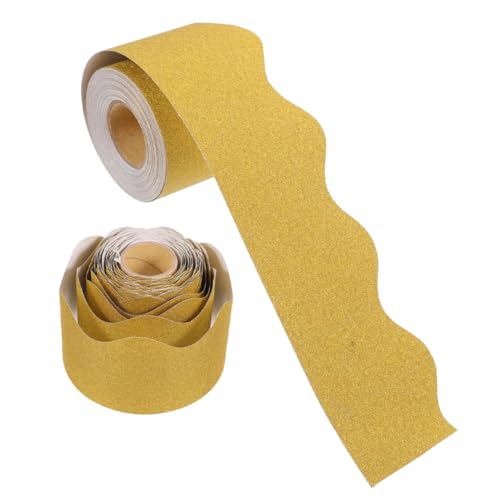 Tofficu 2 Rollen Tafel-rand-aufkleber Glitzerbordüren Pinnwand-grenzen Bordürenaufkleber Rollrandbesatz Klassenzimmergrenzen Gezackte Ränder Bulletin-zubehör Festival-bordüre Yellow Papier von Tofficu