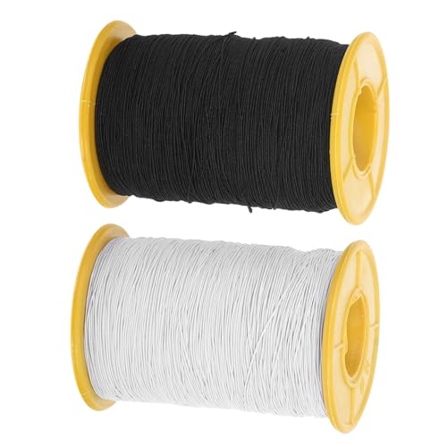 Tofficu 2 Rollen Ultra Fine Schwarze und Weiße Elastik Schnur DIY Perlenstrang für Armbänder und Strickprojekte pro Rolle von Tofficu