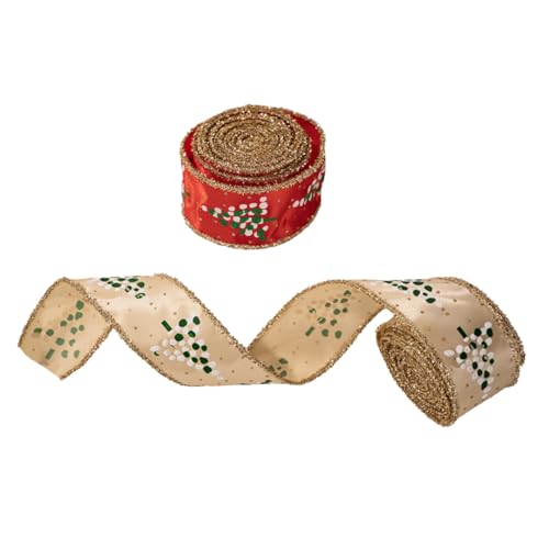 Tofficu 2 Rollen Weihnachtsband mit Drahtkante Festliches Dekoband für DIY Kränze Schleifen Geschenkverpackung Rot Khaki Hochwertiges Stoffband mit Weihnachtsbaum und Glitzermuster Tofficu 2 Rollen Weihnachtsband mit Drahtkante Festliches Dekoband für DIY Kränze Schleifen Geschenkverpackung Rot Khaki Hochwertiges Stoffband mit Weihnachtsbaum und Glitzermuster von Tofficu