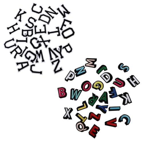 Tofficu 2 Sätze Bügelbare Buchstaben Patches Alphabet Aufnäher Hot Melt Sticker für Kleidung Jeans Taschen Hüte DIY Reparatur Dekoration von Tofficu