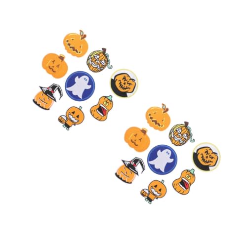 Tofficu 2 Sätze Gestickte Aufnäher Mit Halloween-applikation Aufnäher Nähen Süße Patches Blau Party Kleidung Bastelset Bastelmaterial Für Stickkleber Stoffzubehör 8 Stück * 2 von Tofficu