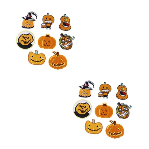 Tofficu 2 Sätze Halloween-kürbis-patch-aufkleber Halloween Mitgebsel Halloween Oblaten Tuch Gruselig Kürbisflicken Aufbügeln Kleidungsstück Patches Stoff-polyester-vliesstoff 8 Stücke * 2 von Tofficu