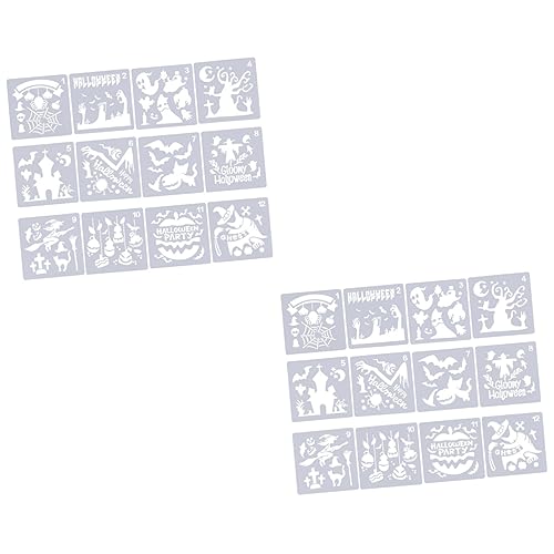 Tofficu 2 Sätze Halloween-zeichnungsvorlage Schablonen Zum Basteln Wiederverwendbar Schminkschablonen Für Halloween Figuren Halloween-figuren Halloween-malvorlagen Weiß 12 Stück * 2 von Tofficu