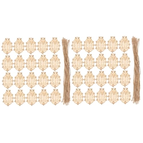 Tofficu 2 Sätze Holzanhänger DIY Holzdeko Holzanhänger Holzanhänger mit Insektenmotiv Fun Decor Holzscheiben für Mittelstücke Marienkäfer-Holzscheiben hölzern Beige von Tofficu