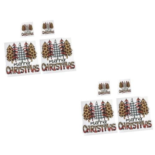 Tofficu 2 Sätze Leopardenmuster Weihnachtsbaum Wärmeübertragungs T Shirt Kleidung Gepäck Kissenbezug Hochauflösende Wärmeübertragung Gonks Crafts Patches Wärmeübertragungs 4 Stück * 2 von Tofficu